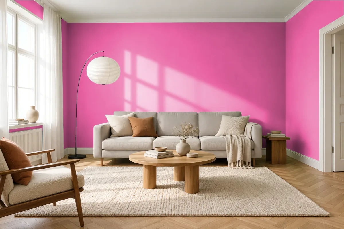 Краска PANTONE 212 C — гостиная в скандинавском стиле