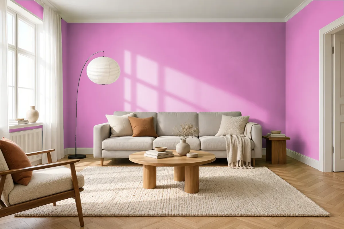 Краска PANTONE 218 C — гостиная в скандинавском стиле