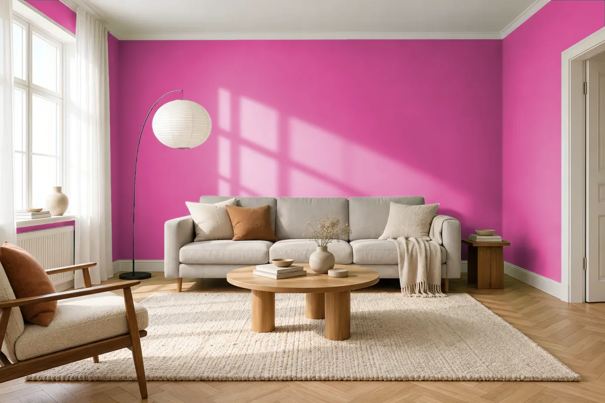 Краска PANTONE 219 C — гостиная в скандинавском стиле