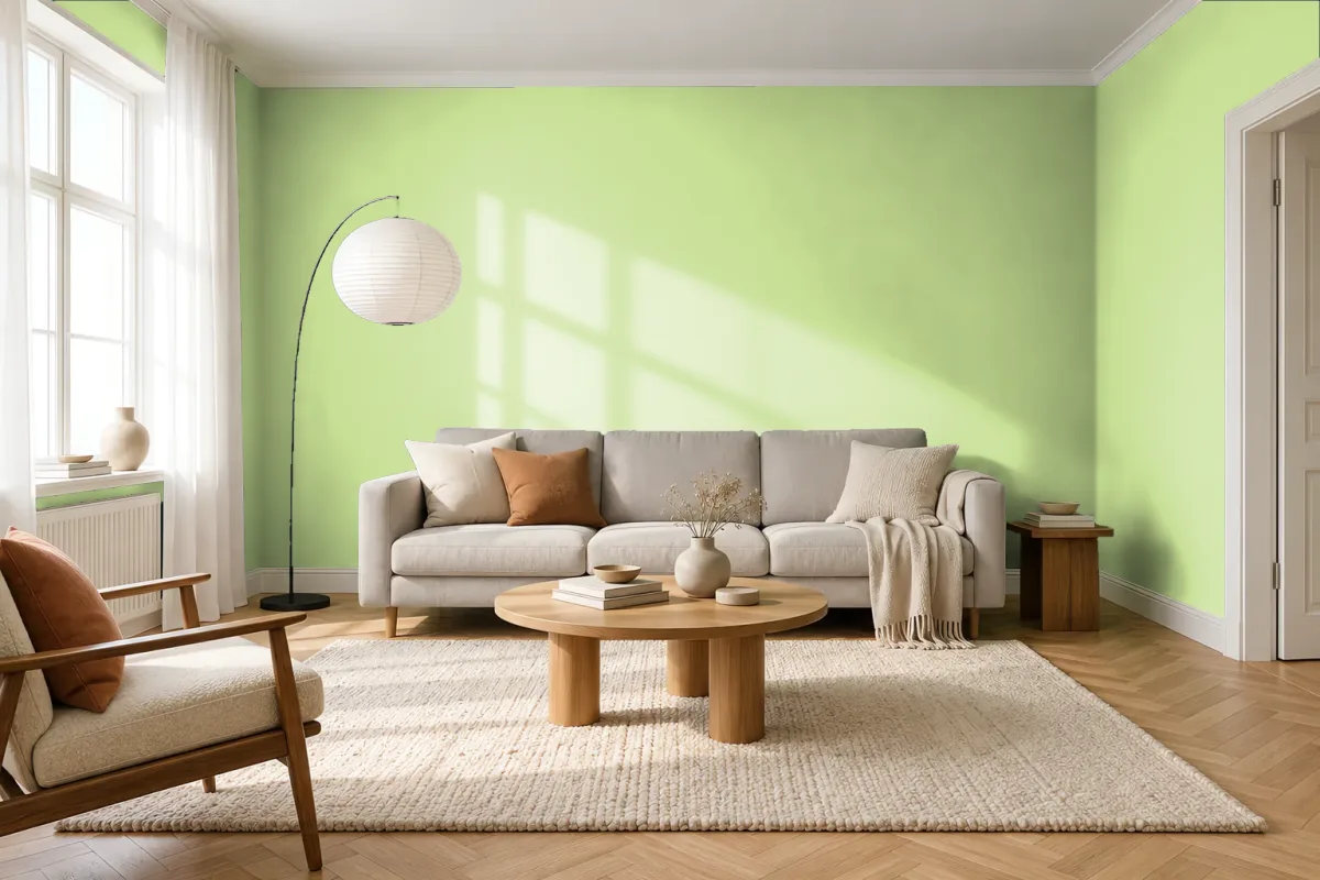 Краска PANTONE 366 C — гостиная в скандинавском стиле