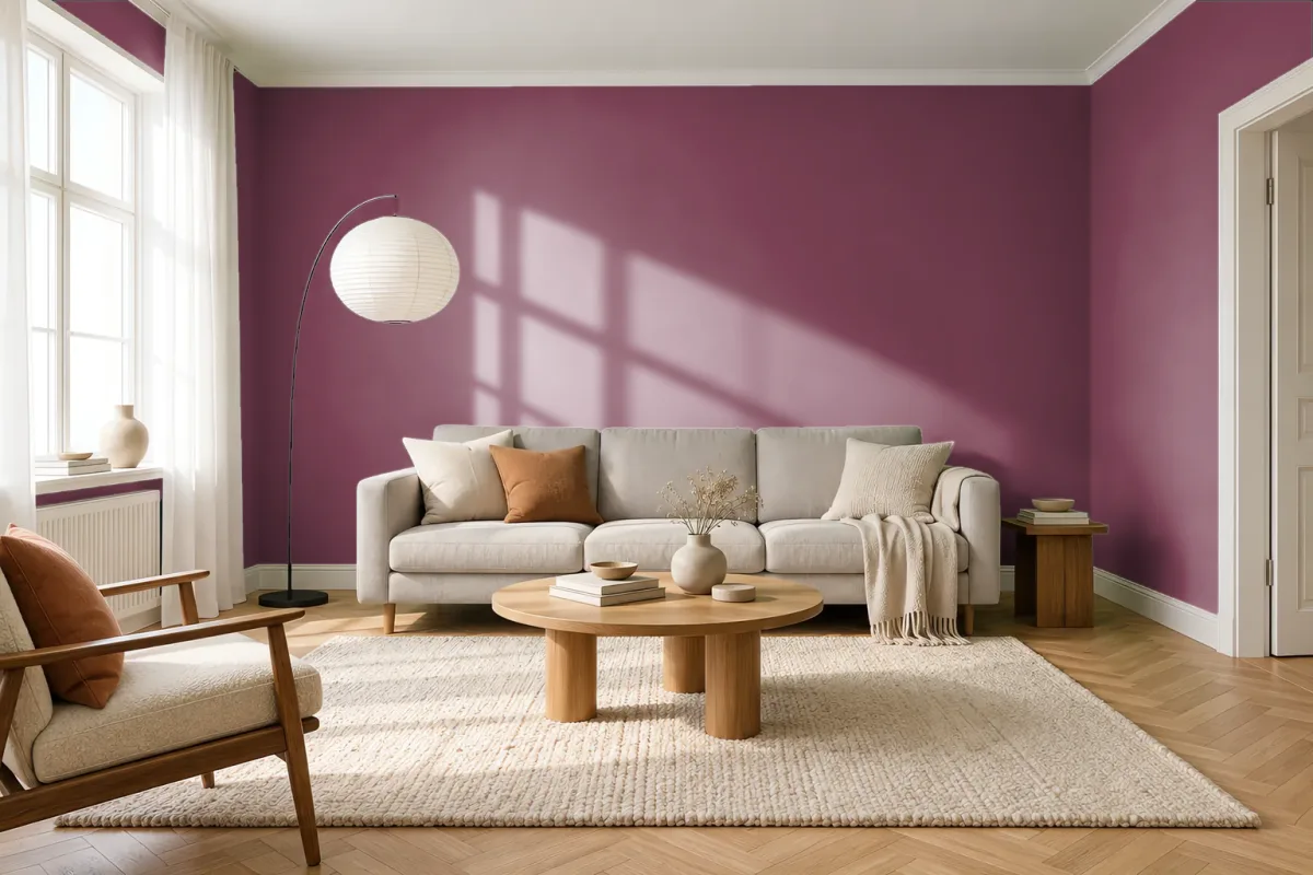 Краска PANTONE 222 C — гостиная в скандинавском стиле