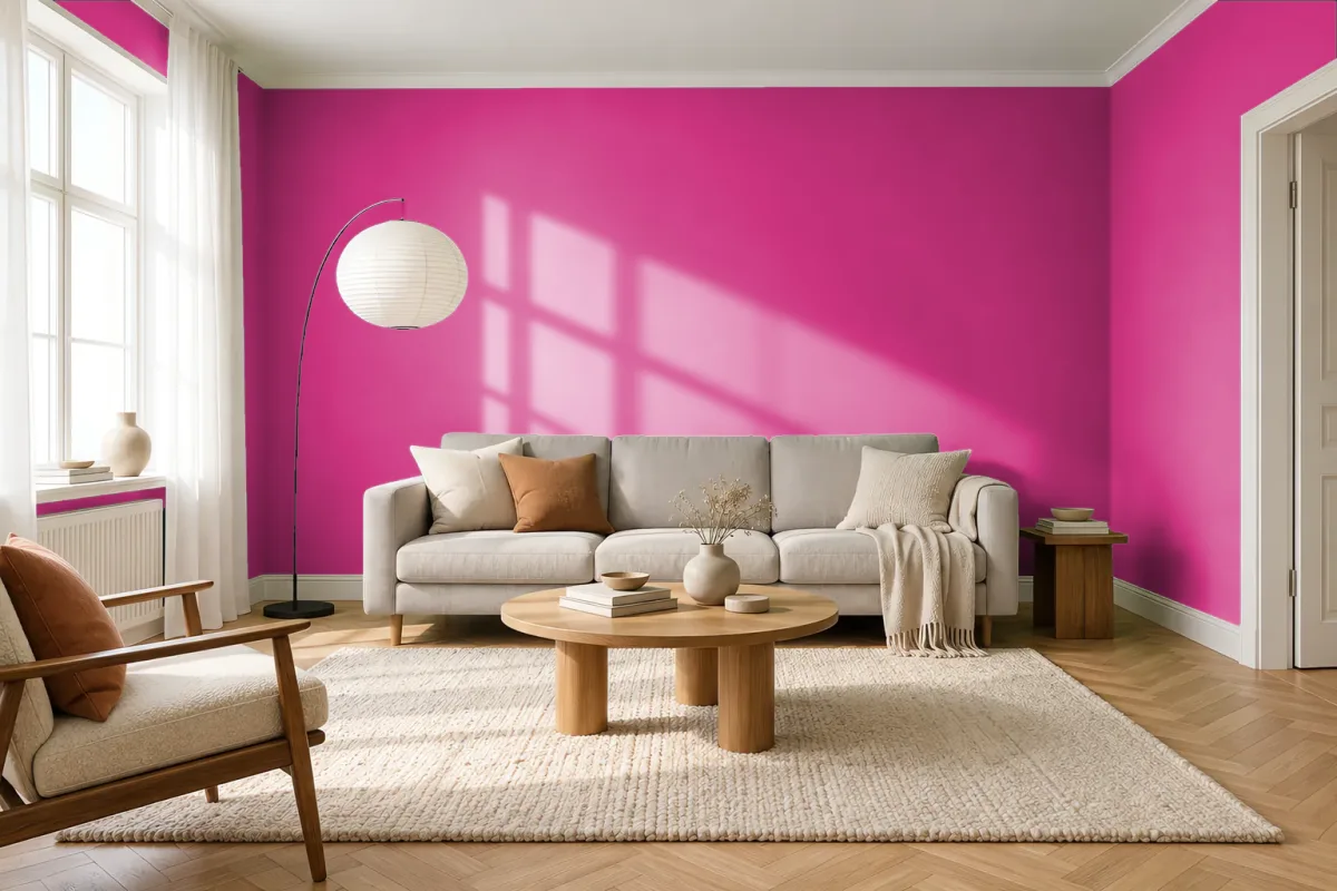 Краска PANTONE 226 C — гостиная в скандинавском стиле
