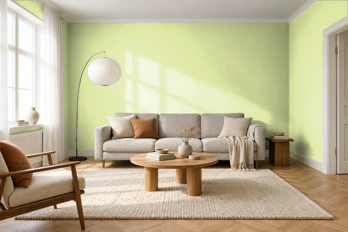 Краска PANTONE 372 C — гостиная в скандинавском стиле