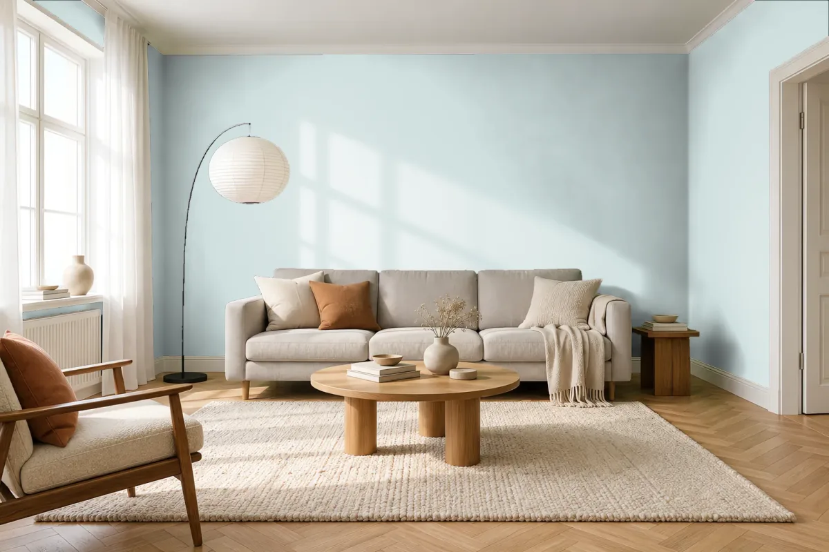 Краска PANTONE 5523 C — гостиная в скандинавском стиле