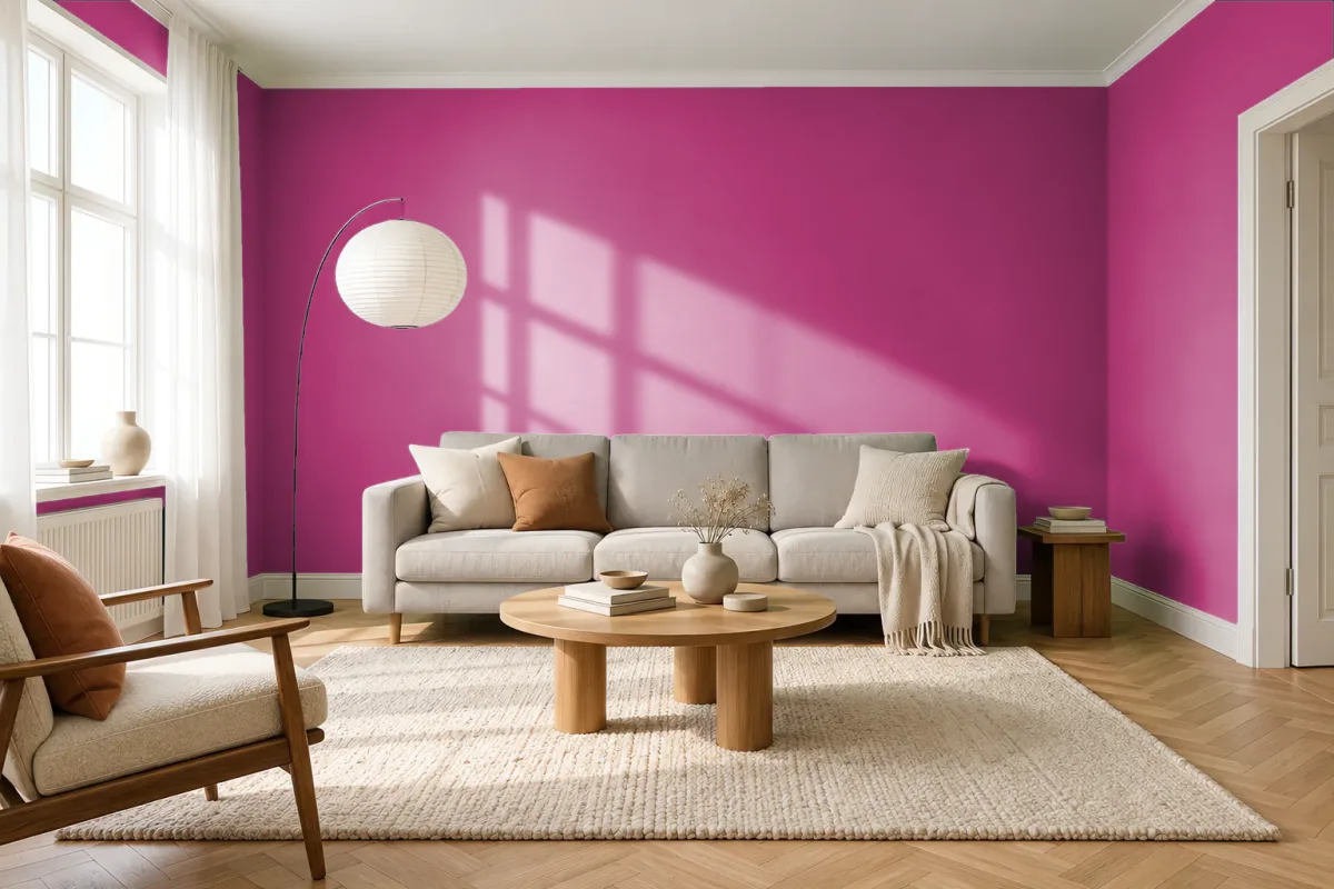 Краска PANTONE 227 C — гостиная в скандинавском стиле