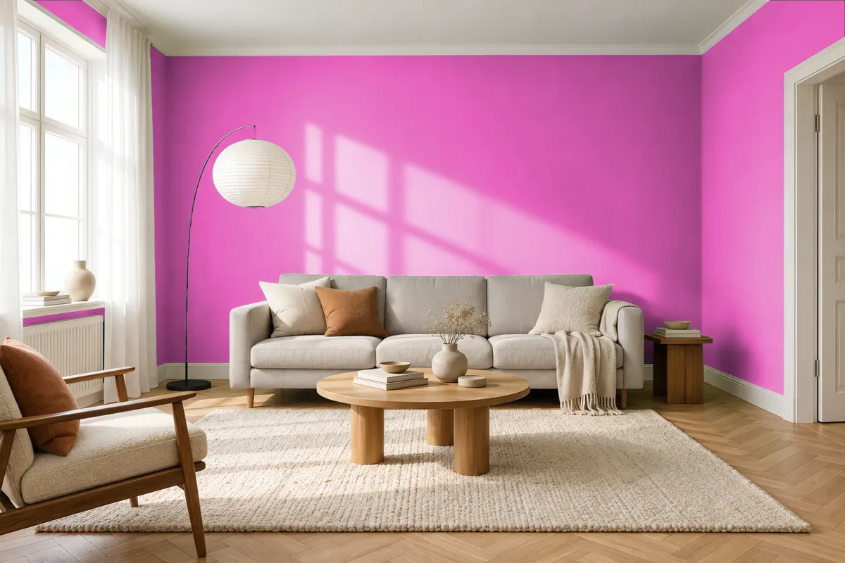 Краска PANTONE 232 C — гостиная в скандинавском стиле