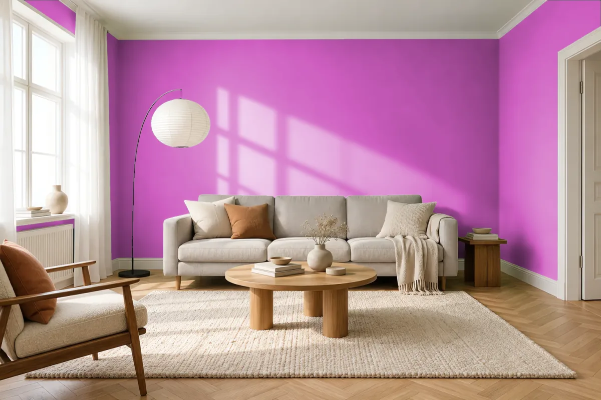 Краска PANTONE 2385 C — гостиная в скандинавском стиле