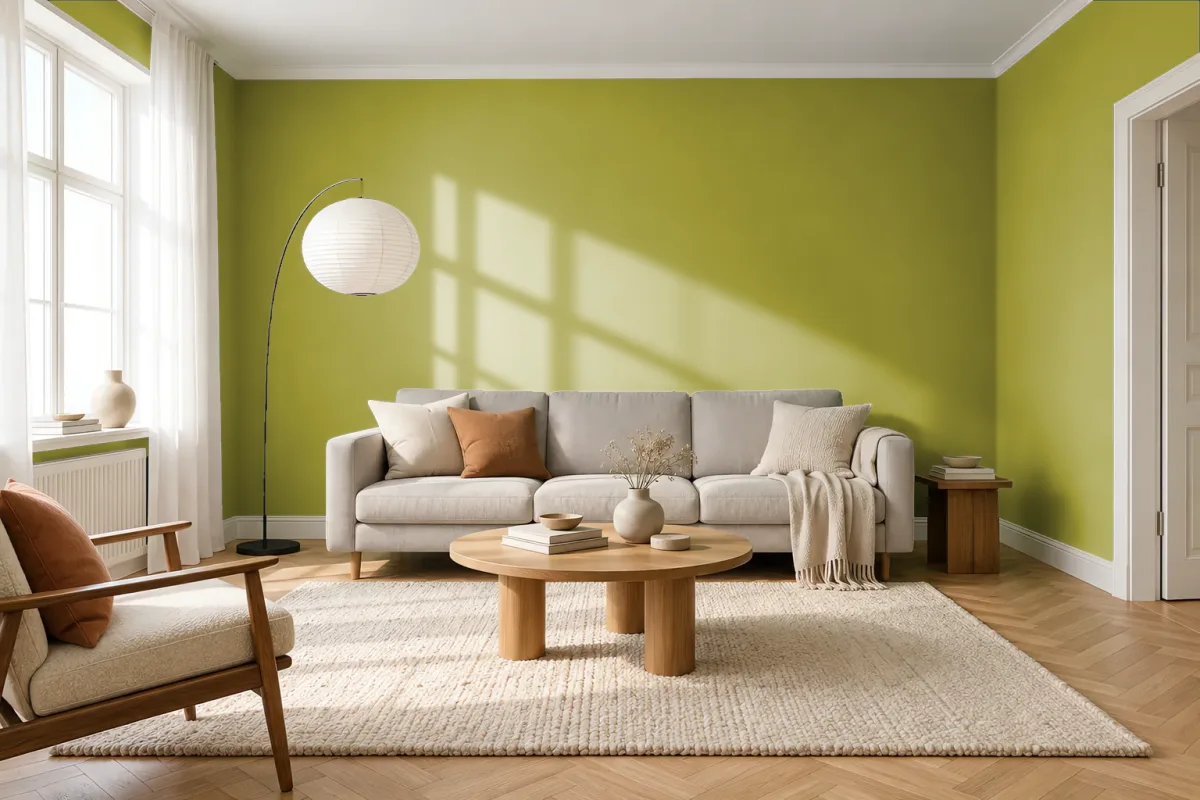 Краска PANTONE 391 C — гостиная в скандинавском стиле