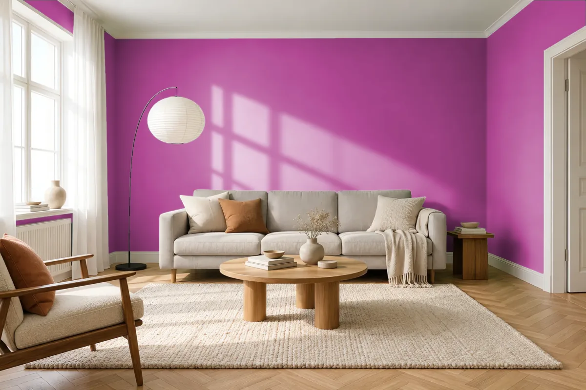 Краска PANTONE 241 C — гостиная в скандинавском стиле