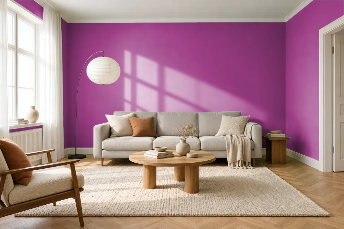 Краска PANTONE 2415 C — гостиная в скандинавском стиле