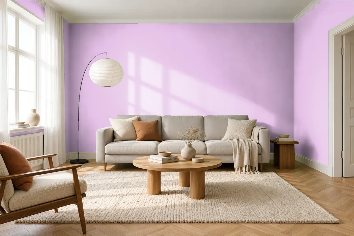 Краска PANTONE 243 C — гостиная в скандинавском стиле