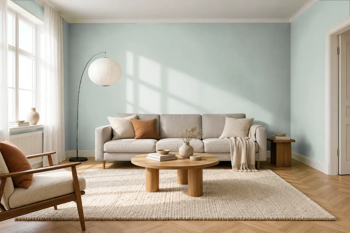 Краска PANTONE 5645 C — гостиная в скандинавском стиле