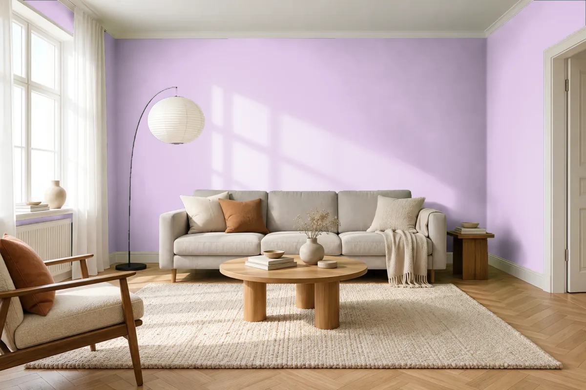 Краска PANTONE 250 C — гостиная в скандинавском стиле