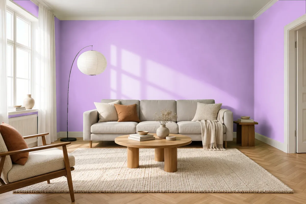 Краска PANTONE 251 C — гостиная в скандинавском стиле