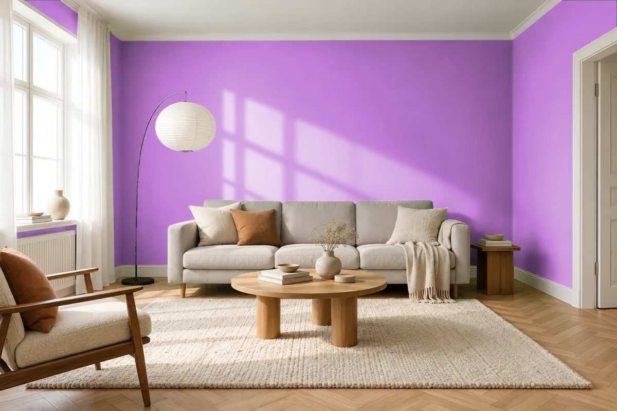 Краска PANTONE 252 C — гостиная в скандинавском стиле