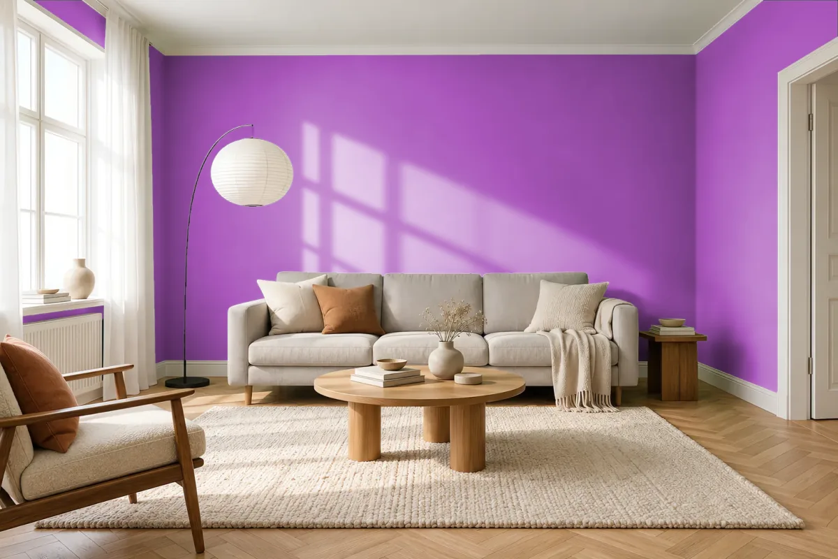 Краска PANTONE 253 C — гостиная в скандинавском стиле