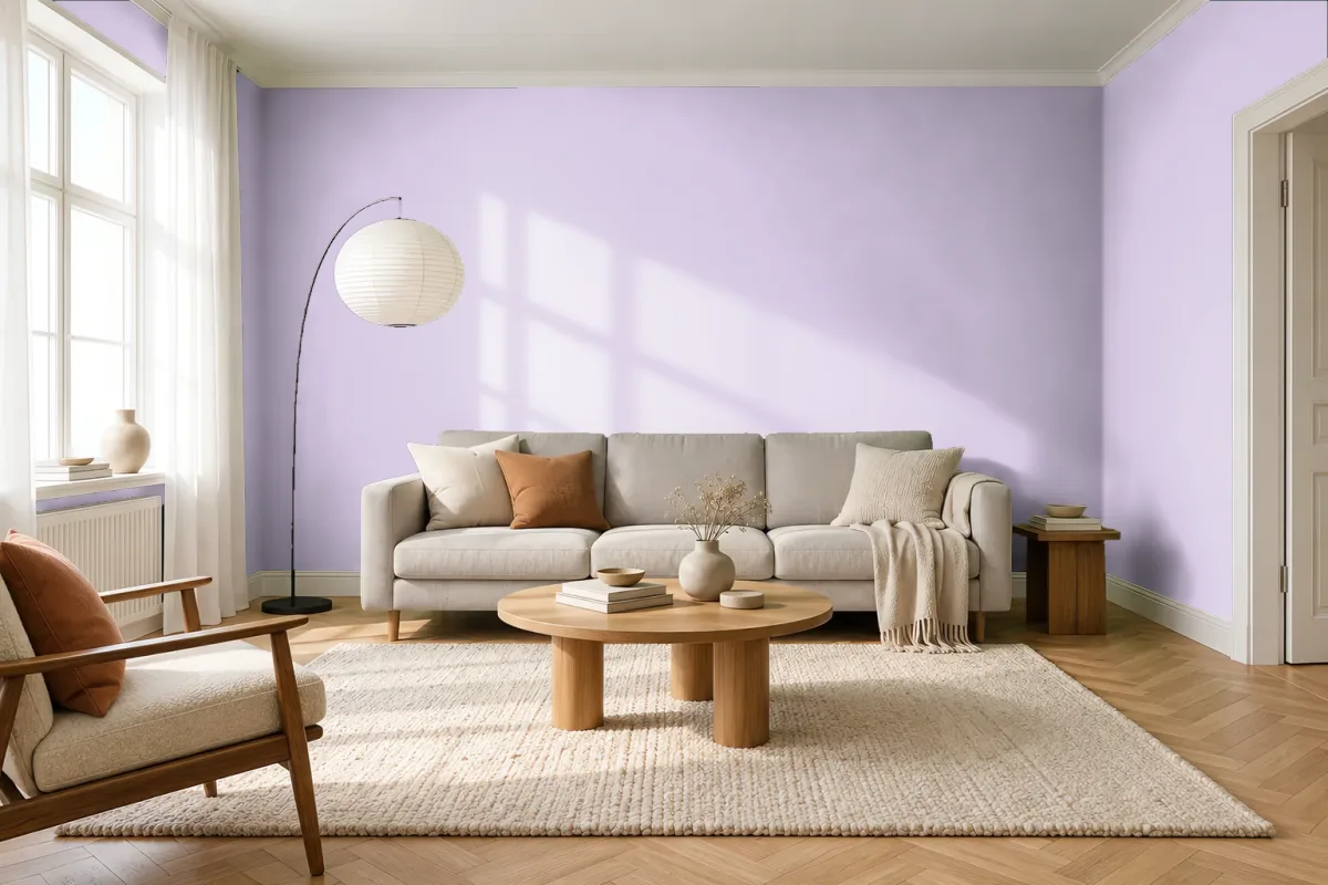 Краска PANTONE 256 C — гостиная в скандинавском стиле