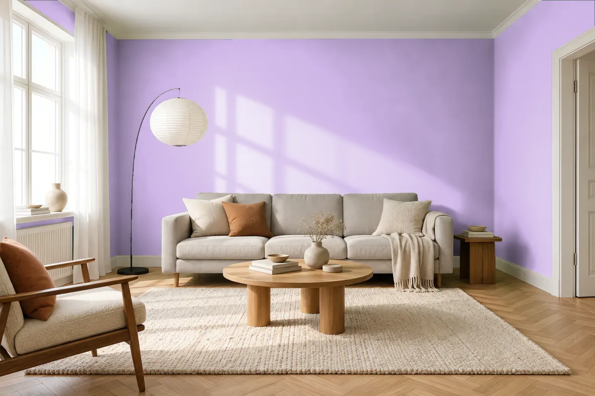 Краска PANTONE 2562 C — гостиная в скандинавском стиле