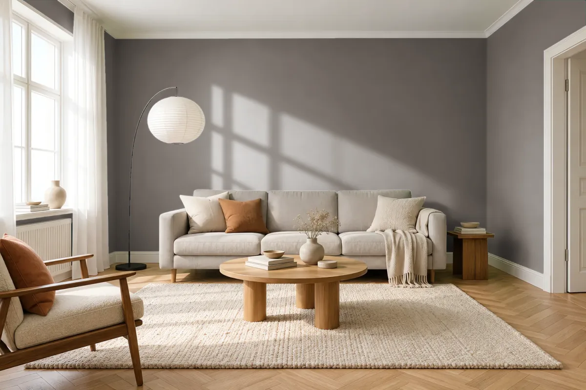 Краска PANTONE 405 C — гостиная в скандинавском стиле