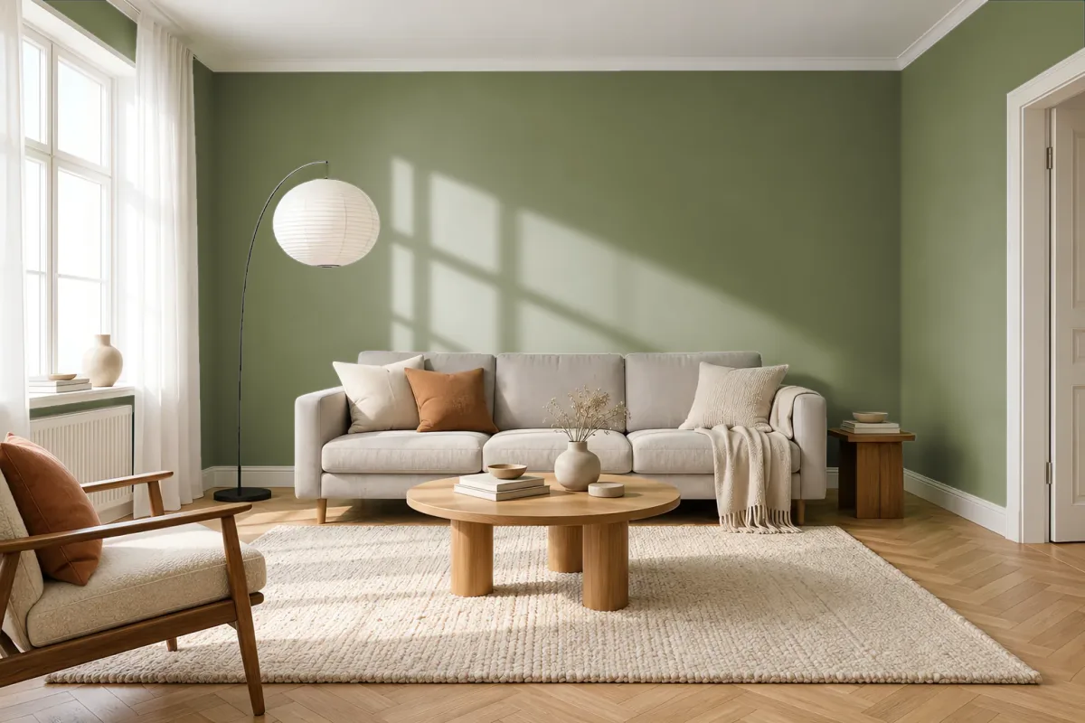 Краска PANTONE 5753 C — гостиная в скандинавском стиле