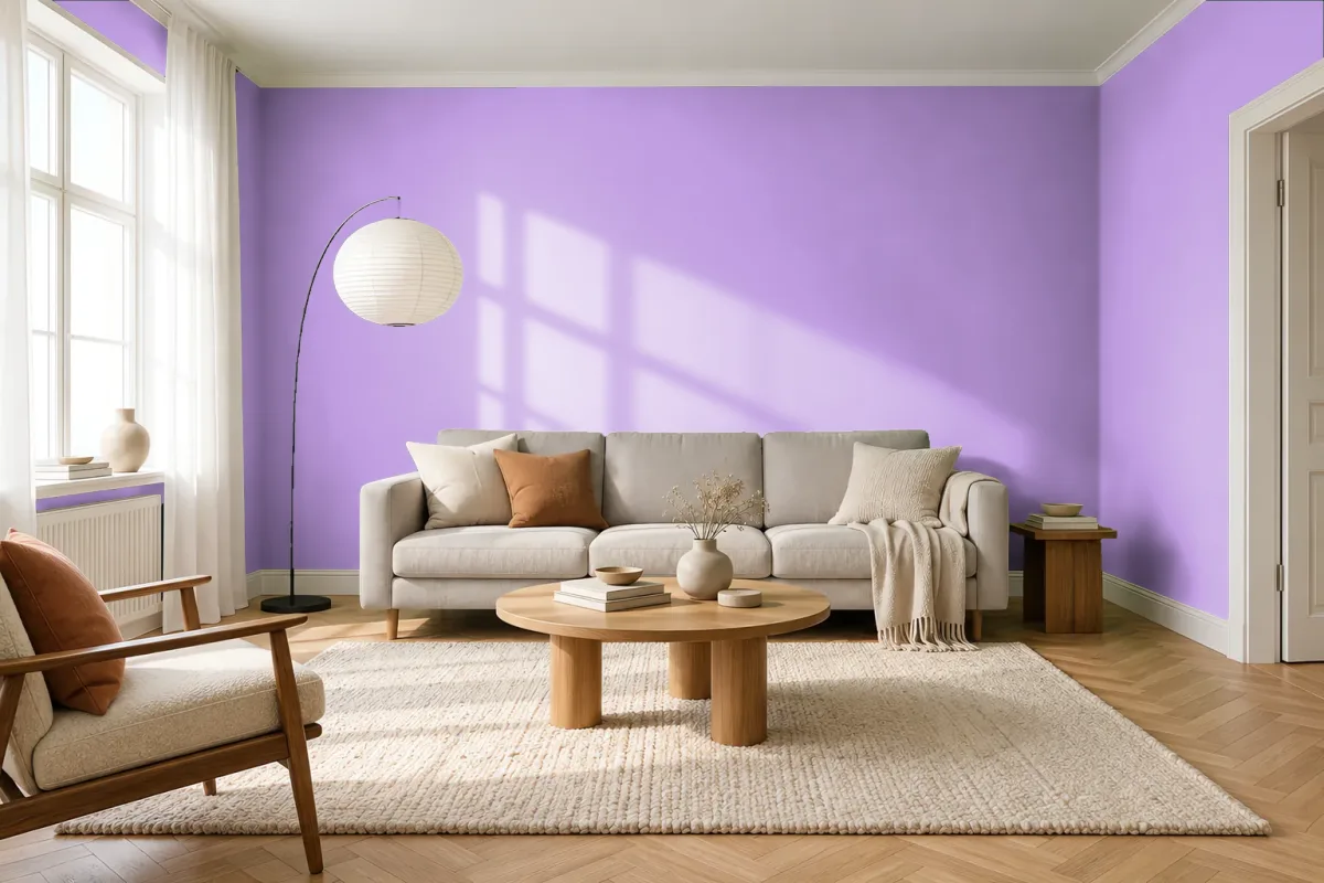 Краска PANTONE 2572 C — гостиная в скандинавском стиле