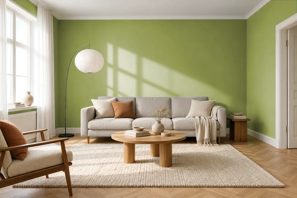 Краска PANTONE 7495 C — гостиная в скандинавском стиле