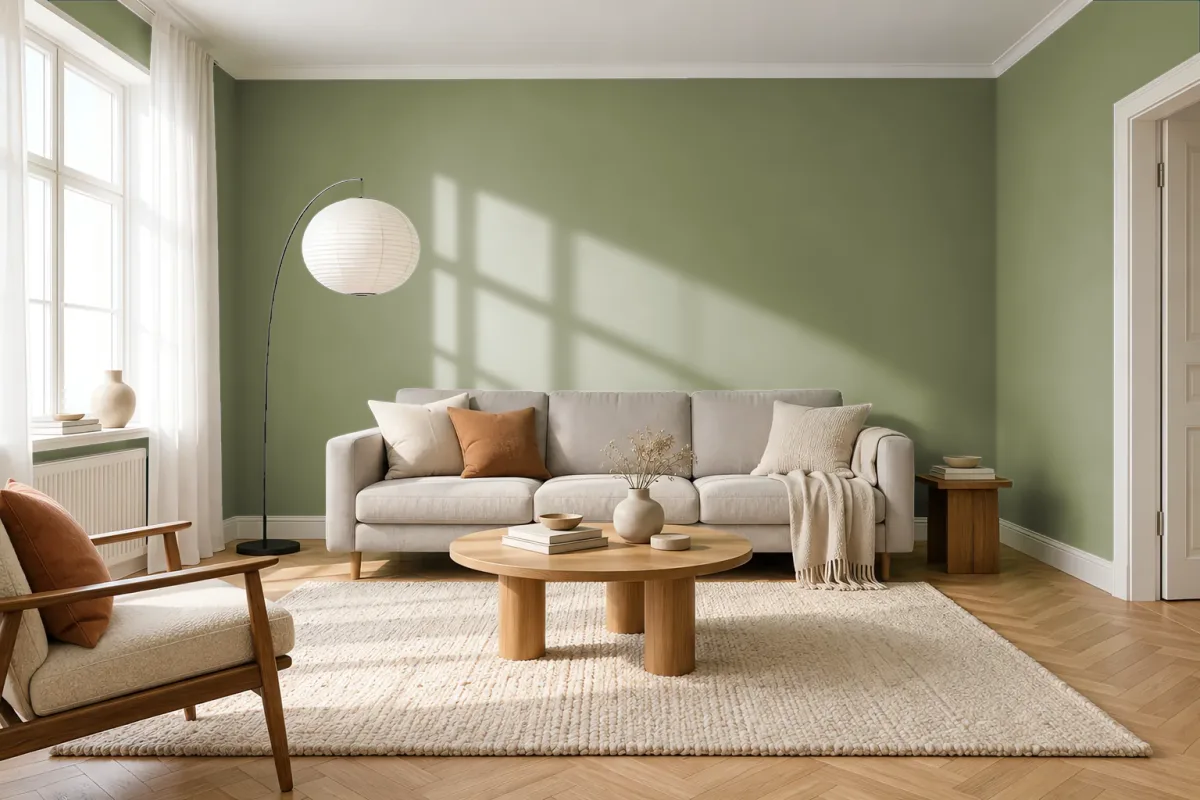 Краска PANTONE 5763 C — гостиная в скандинавском стиле