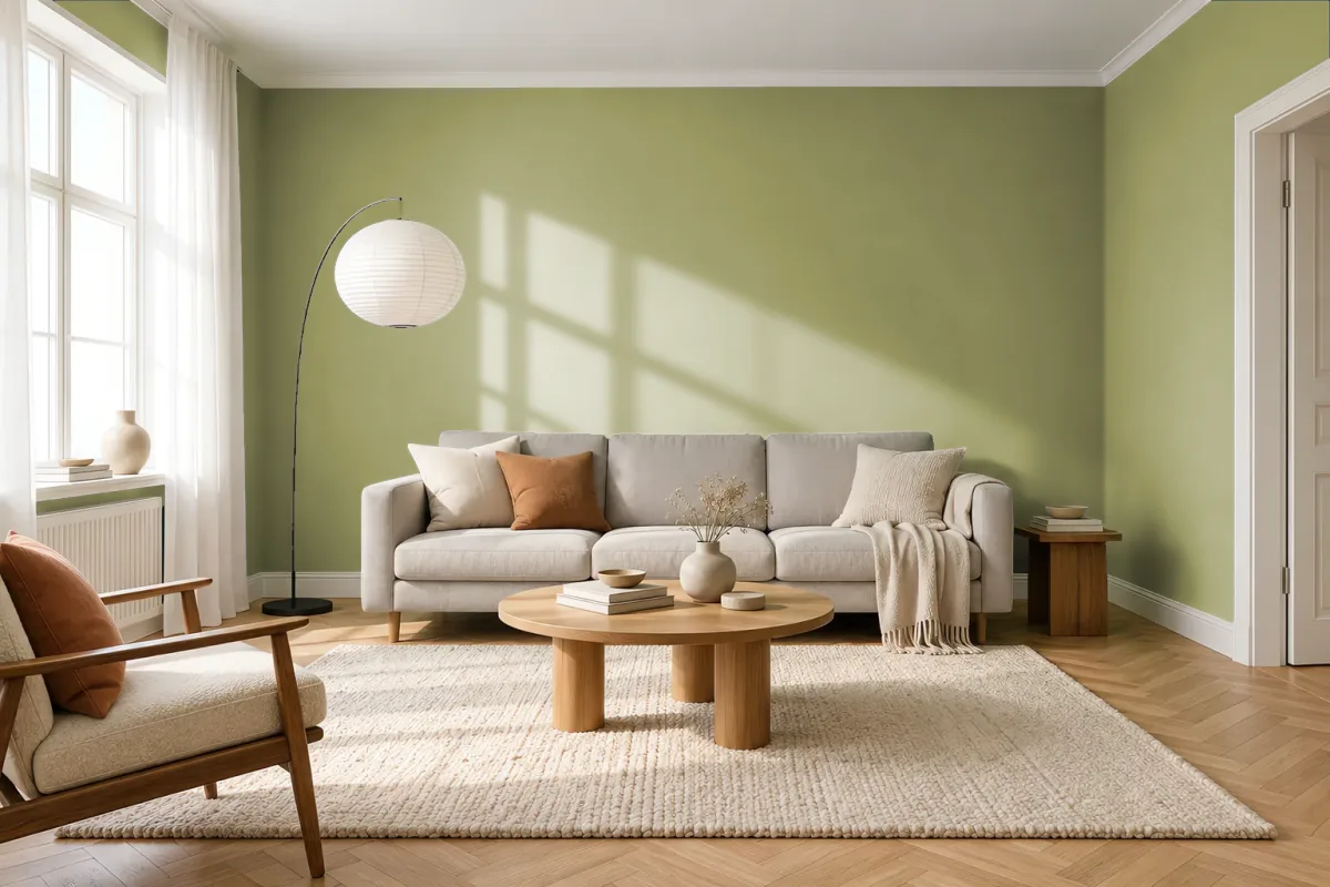 Краска PANTONE 5767 C — гостиная в скандинавском стиле