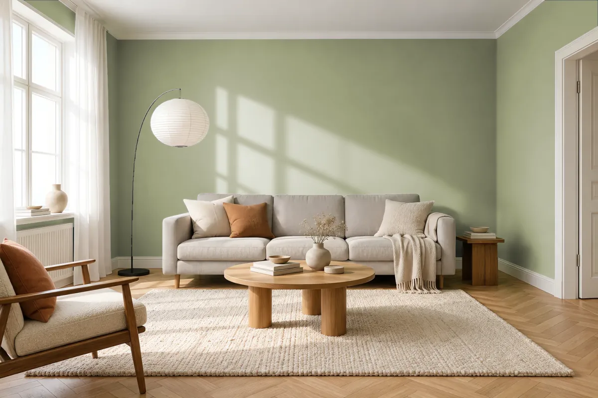 Краска PANTONE 5773 C — гостиная в скандинавском стиле