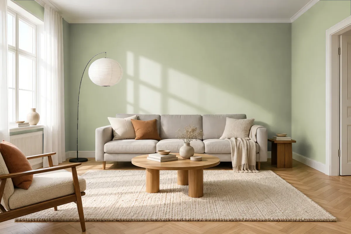 Краска PANTONE 5783 C — гостиная в скандинавском стиле