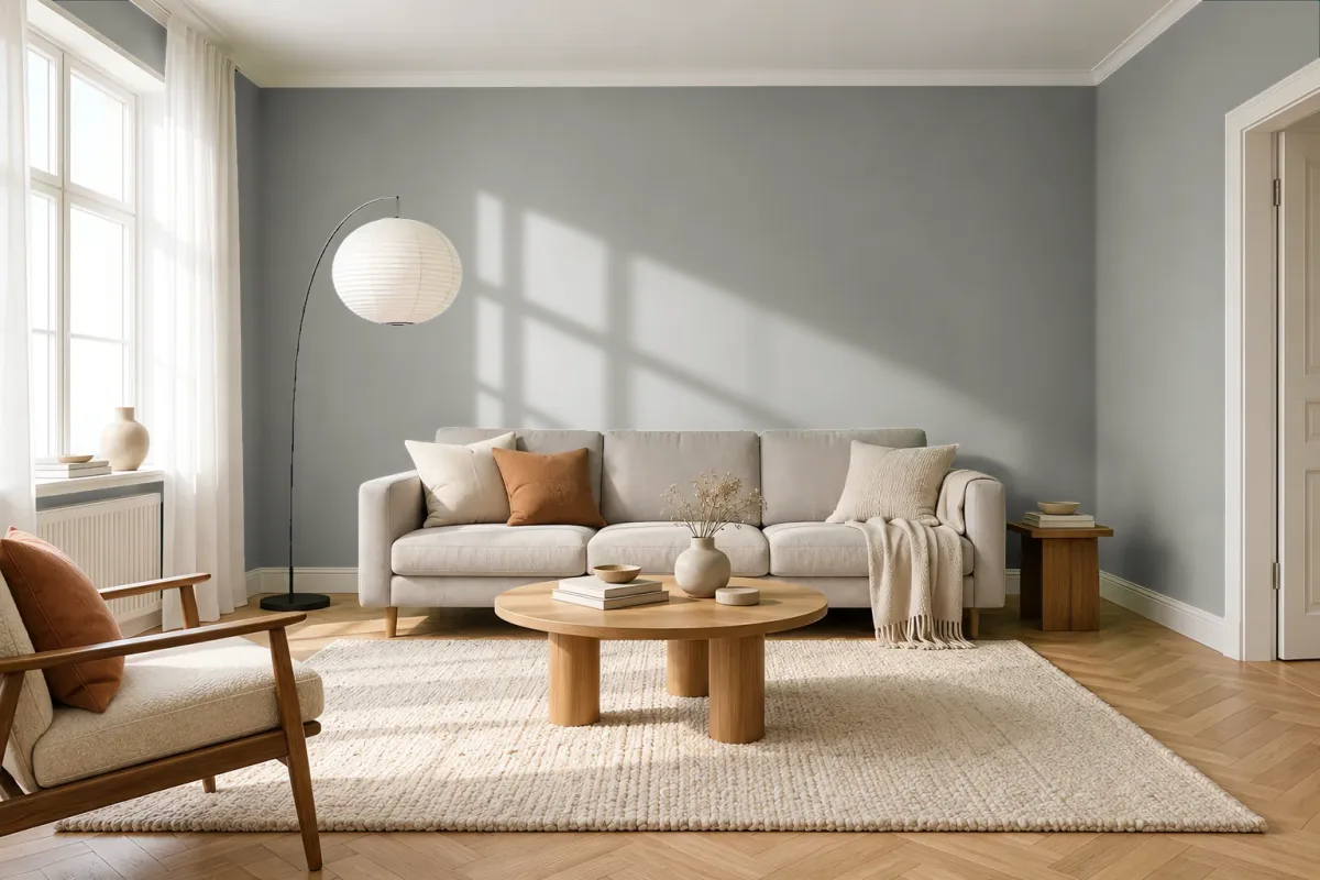 Краска PANTONE 416 C — гостиная в скандинавском стиле