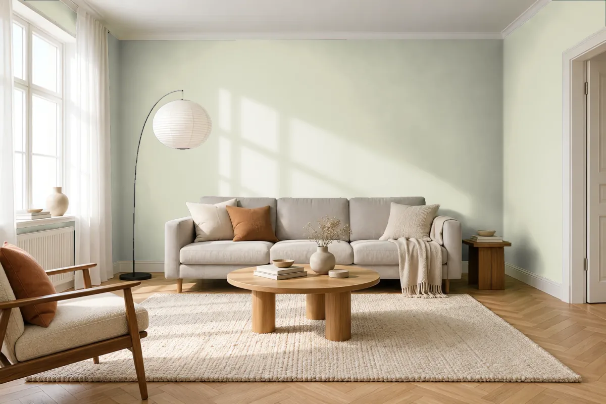 Краска PANTONE 5803 C — гостиная в скандинавском стиле