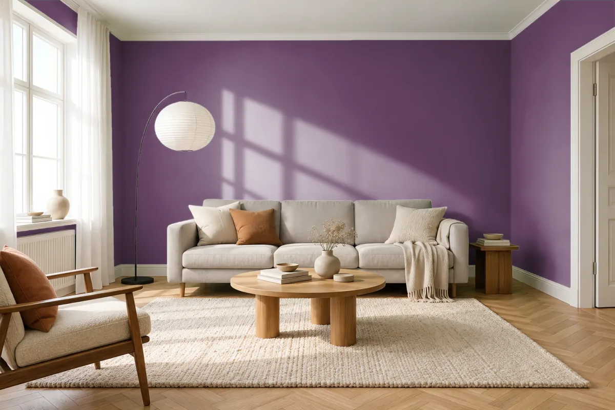 Краска PANTONE 261 C — гостиная в скандинавском стиле