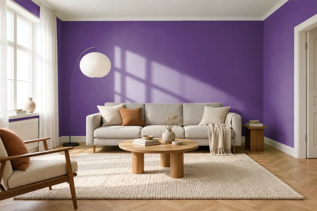 Краска PANTONE 2617 C — гостиная в скандинавском стиле