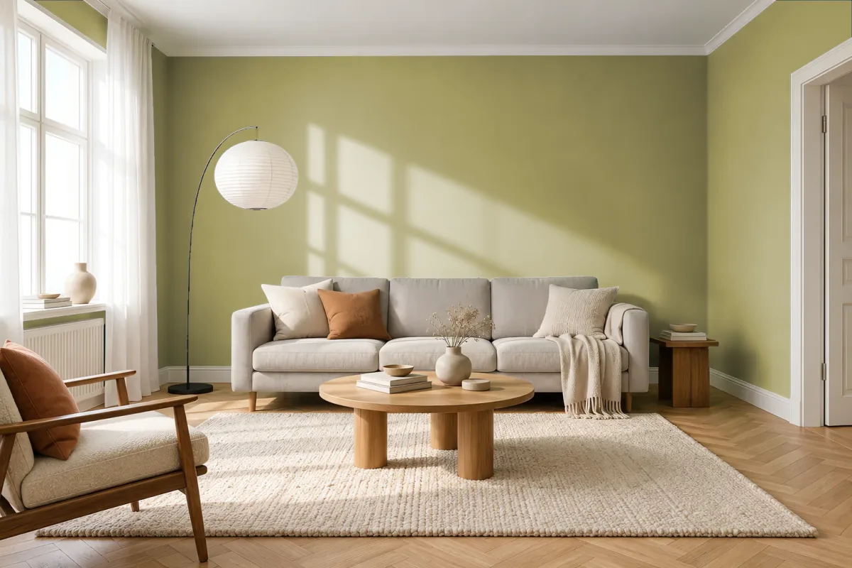 Краска PANTONE 5835 C — гостиная в скандинавском стиле