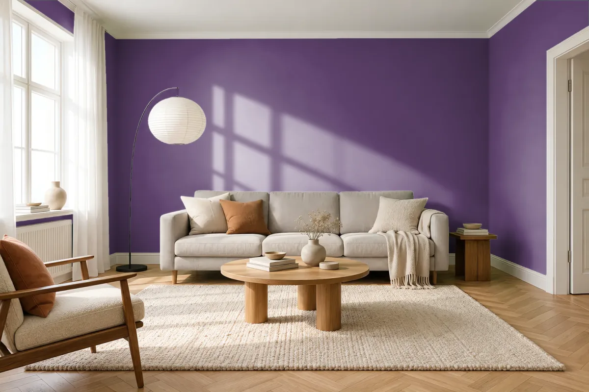 Краска PANTONE 2627 C — гостиная в скандинавском стиле