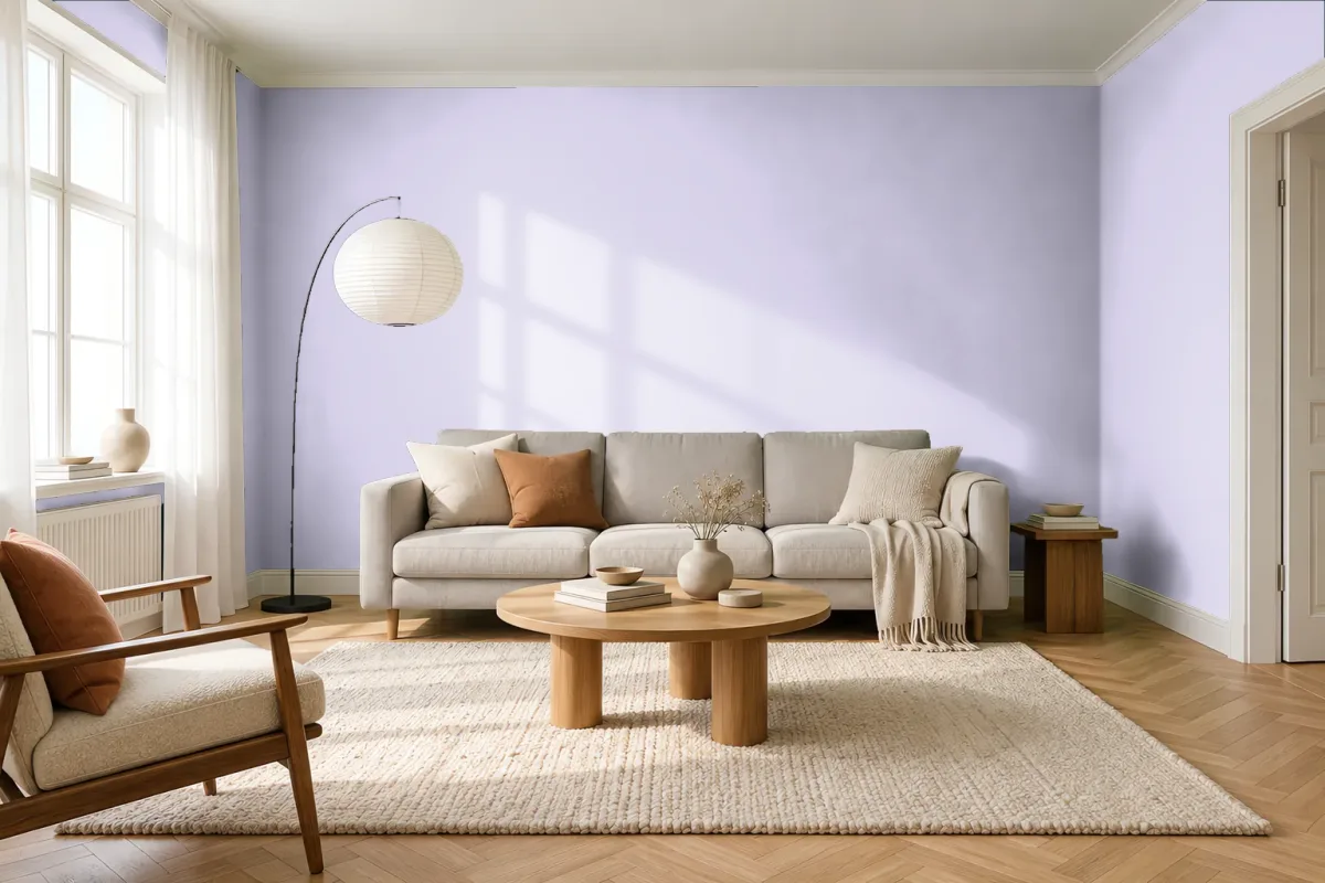 Краска PANTONE 263 C — гостиная в скандинавском стиле