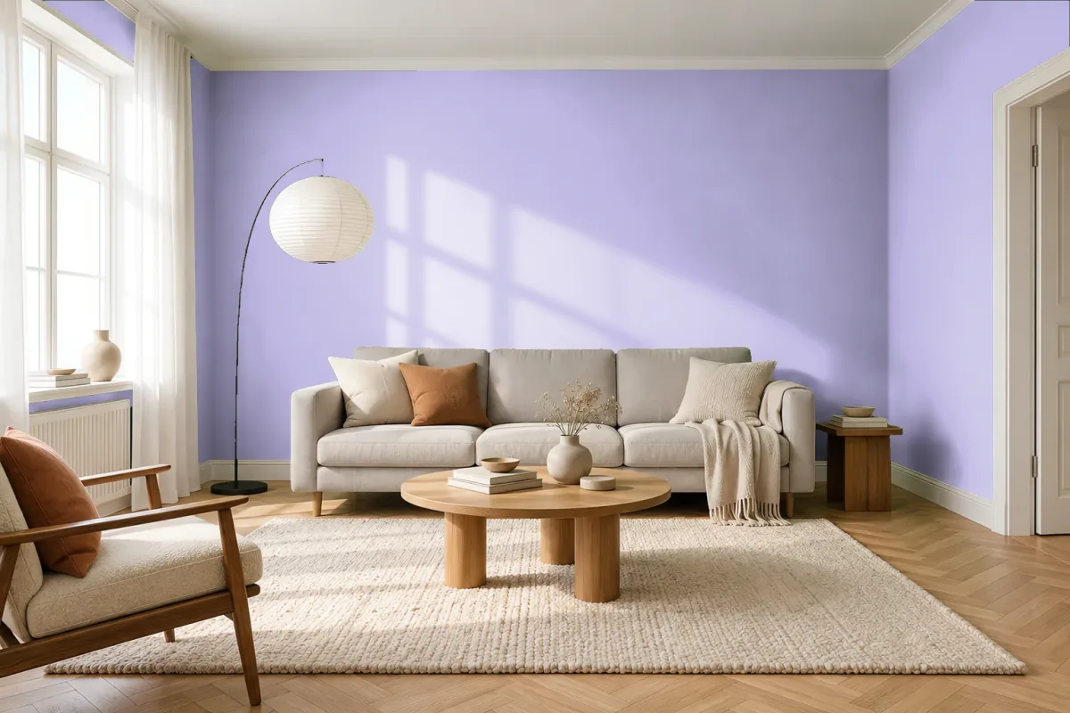 Краска PANTONE 2635 C — гостиная в скандинавском стиле