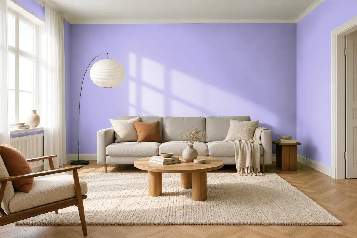 Краска PANTONE 264 C — гостиная в скандинавском стиле