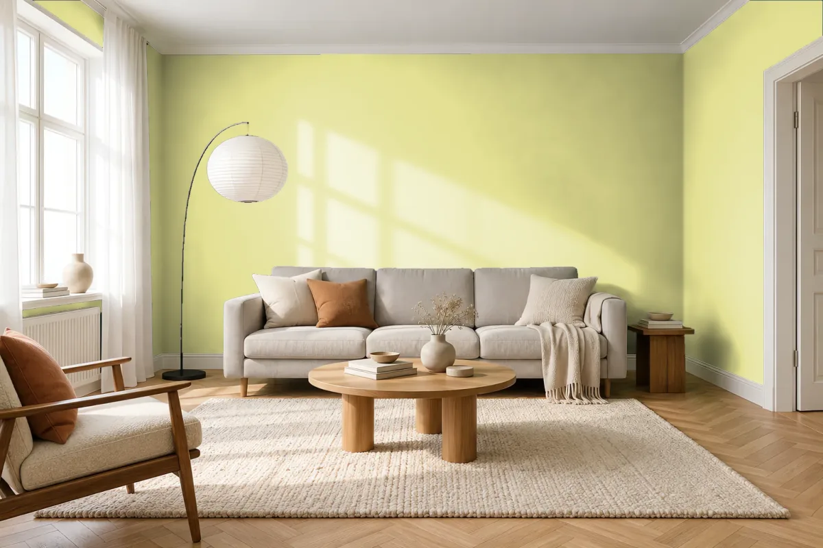 Краска PANTONE 586 C — гостиная в скандинавском стиле