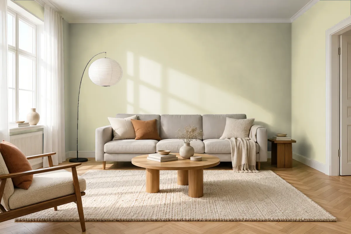 Краска PANTONE 5865 C — гостиная в скандинавском стиле