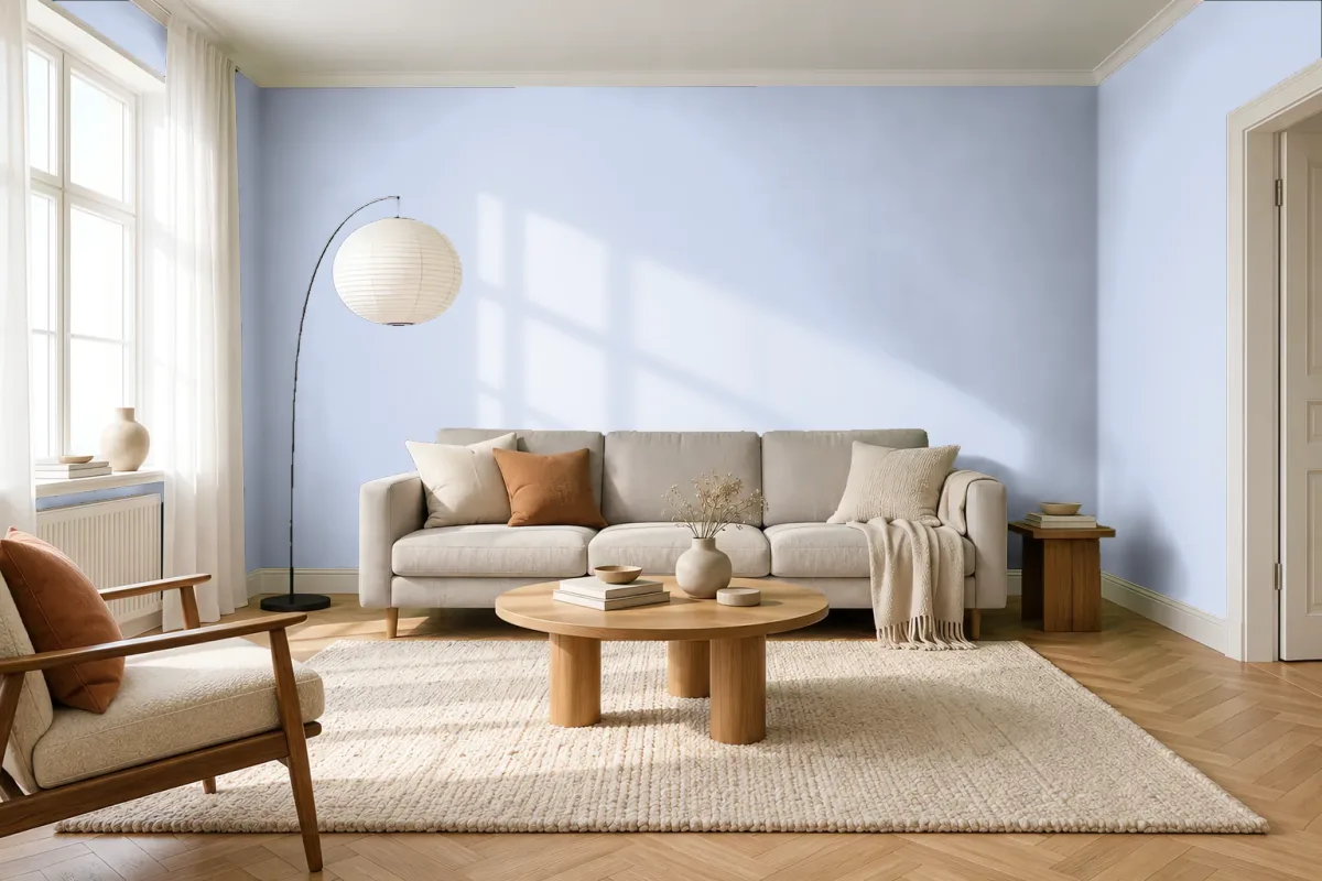 Краска PANTONE 2706 C — гостиная в скандинавском стиле