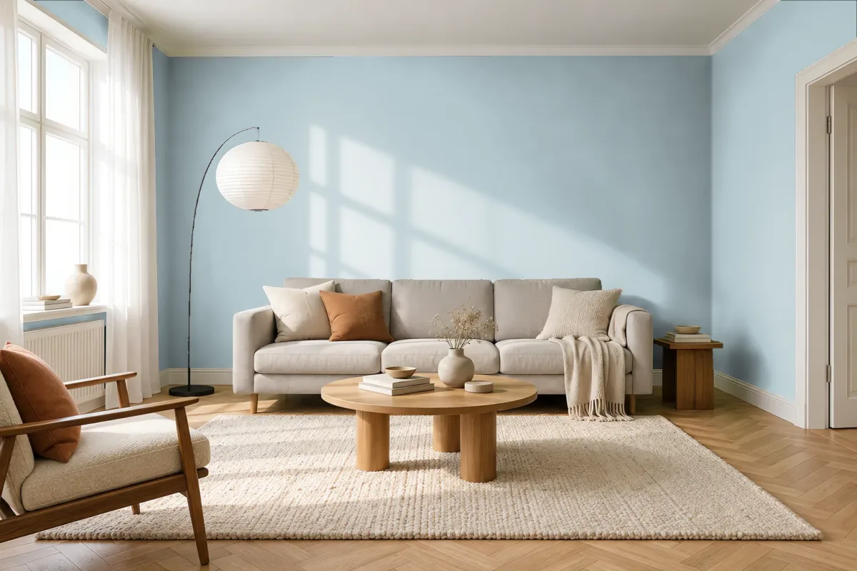 Краска PANTONE 7542 C — гостиная в скандинавском стиле