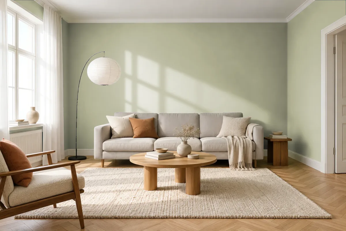 Краска PANTONE 452 C — гостиная в скандинавском стиле