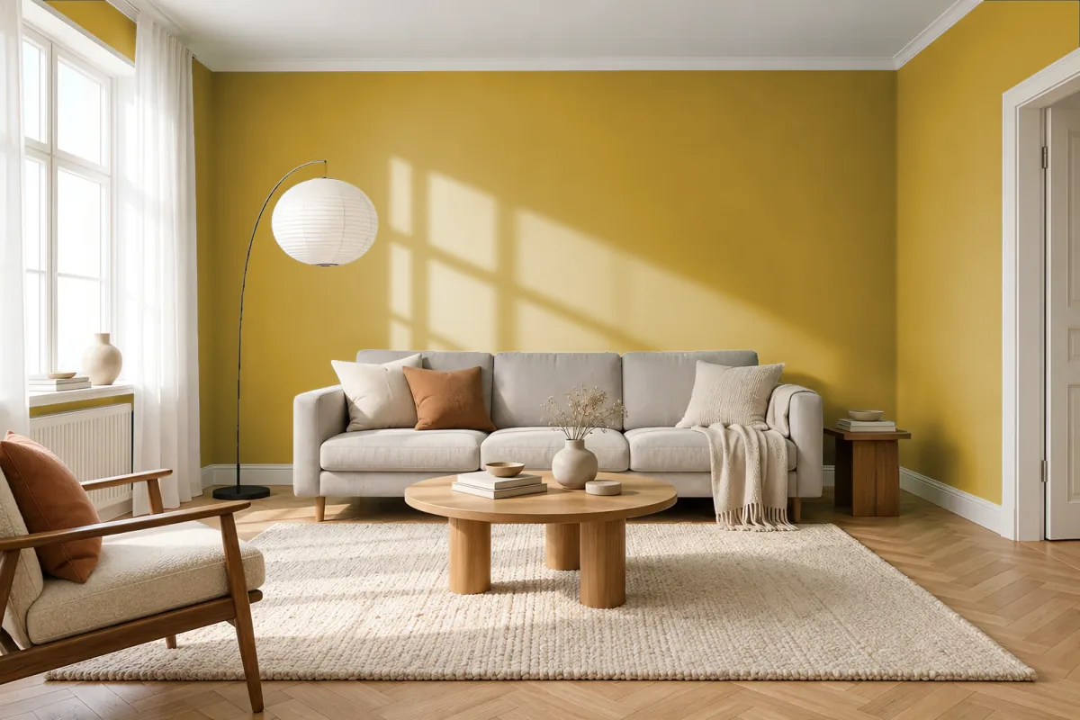 Краска PANTONE 118 C — гостиная в скандинавском стиле
