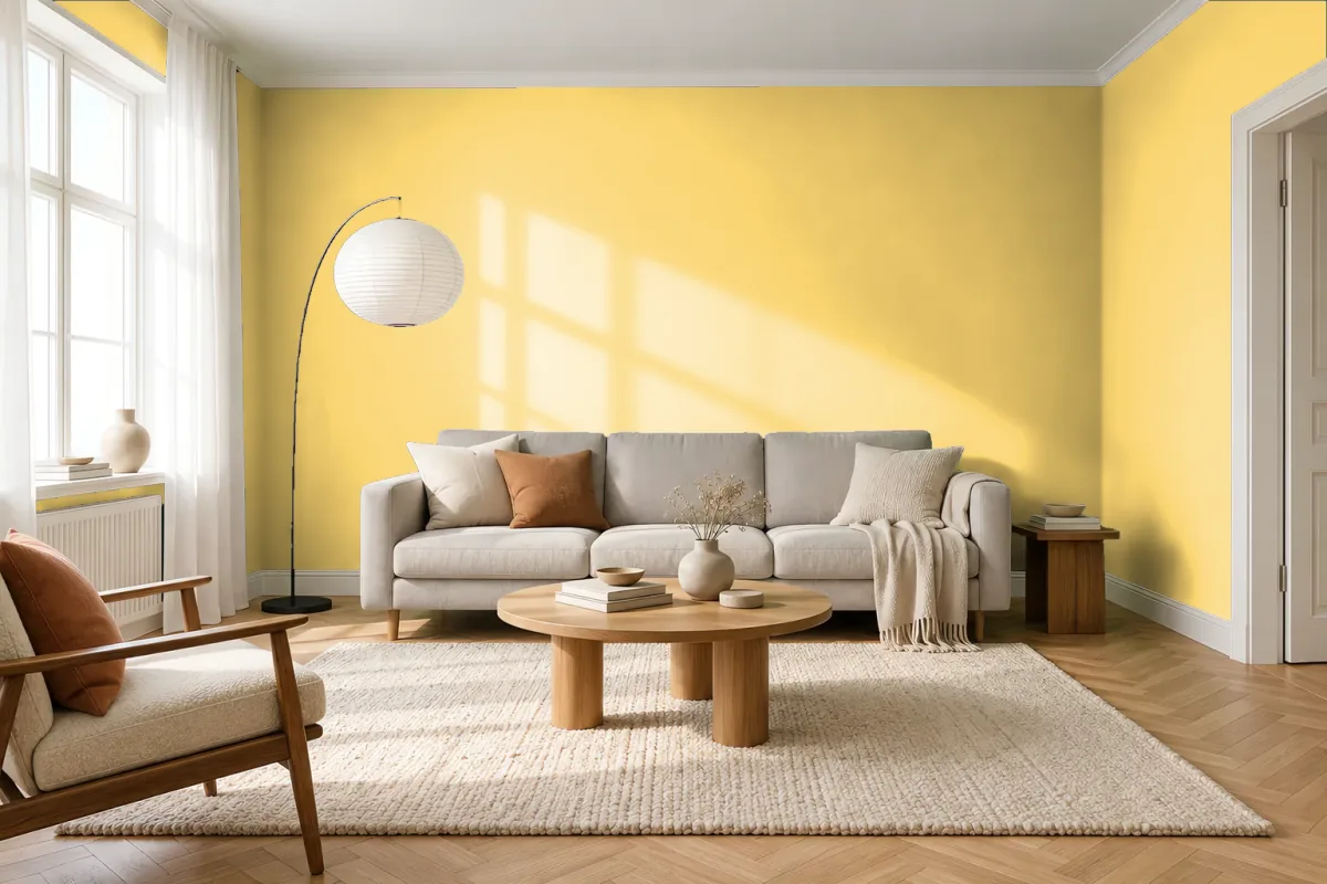 Краска PANTONE 121 C — гостиная в скандинавском стиле