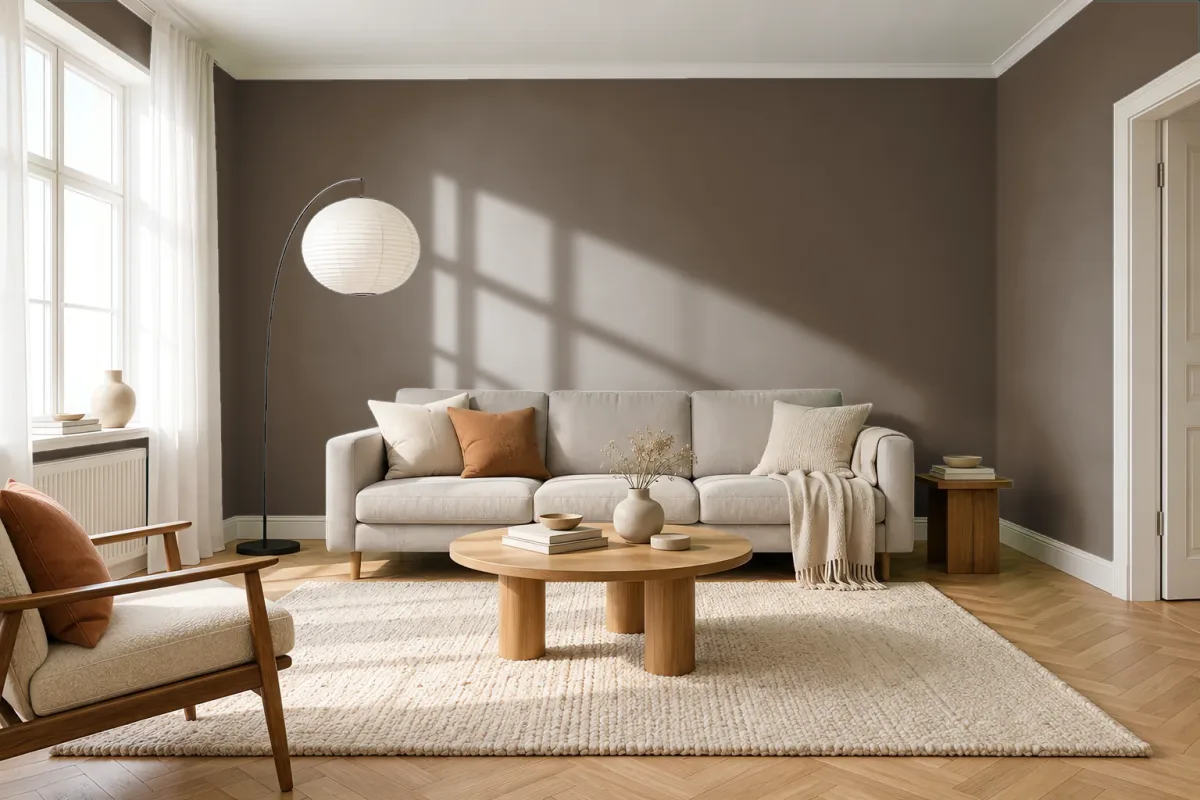 Краска PANTONE 4625 C — гостиная в скандинавском стиле