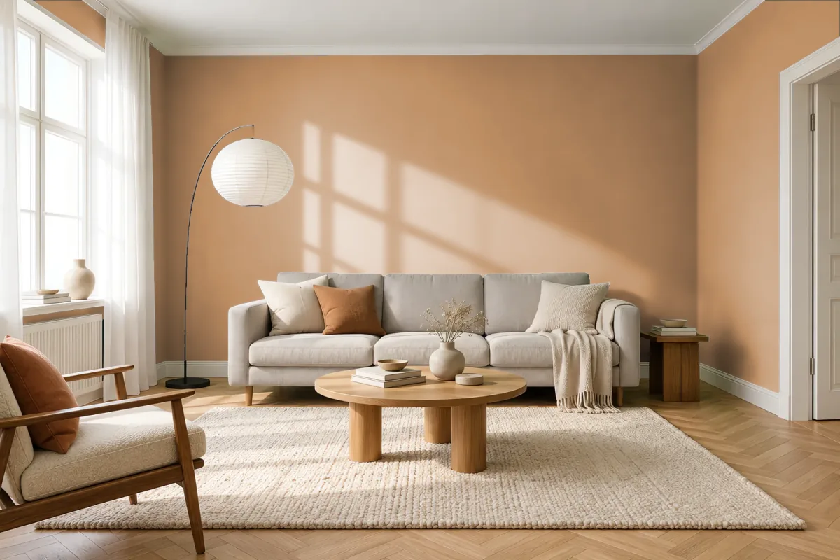 Краска PANTONE 874 C — гостиная в скандинавском стиле