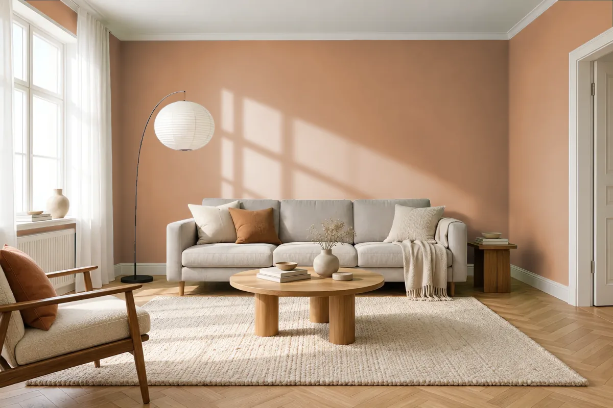 Краска PANTONE 875 C — гостиная в скандинавском стиле