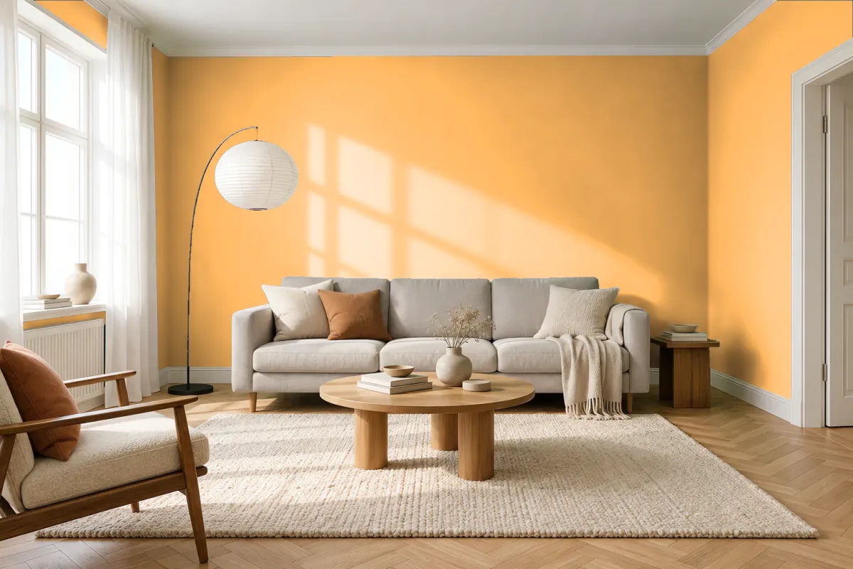 Краска PANTONE 1365 C — гостиная в скандинавском стиле